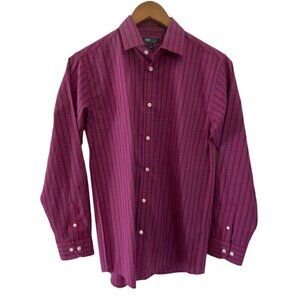 Tommy Hilfiger Boys Button Up Dress Shirt Flex Long Sleeve Youth 16 Plaid